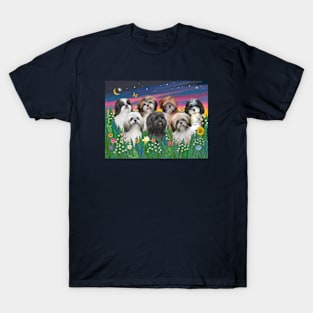 7 Shih Tzus in a Moon Lit Garden T-Shirt